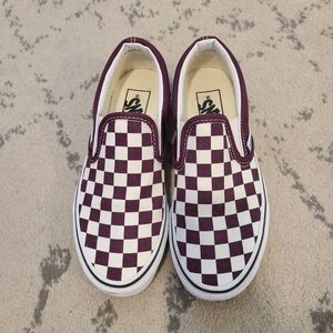 Slip on purple checkered Vans Size 6.0